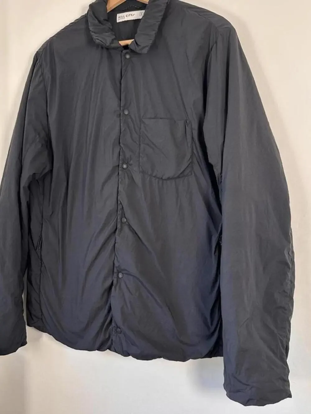 Hill City Puffer Down Shirt Jacket S Black Techwear Snap Front Huckberry